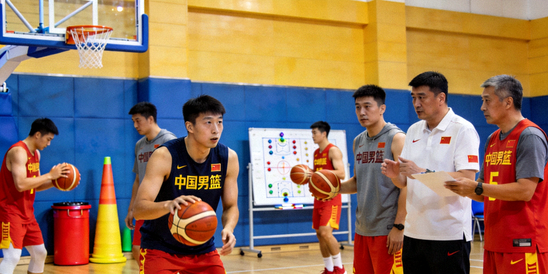 中国男篮国家队集训照片，球员们认真训练备战世界杯的场景